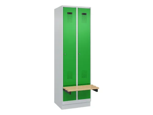 locker met bank,HxBxD 1950x600x815mm,2vak,vak B 300mm,cilinderslot