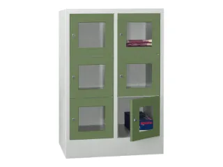 lockerkast,HxBxD 1187x800x500mm,2x3vakken,RAL7035,front RAL6011 - 2