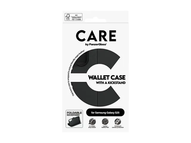 PanzerGlass CARE by Wallet Case w. Kickstand Samsung Galaxy S25,