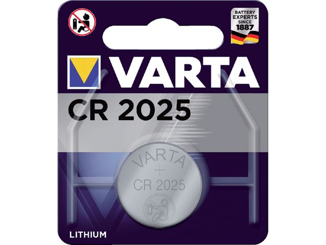 Batterij Varta knoopcel CR2025 lithium blister à 1stuk | VoordeligeBatterijen.nl