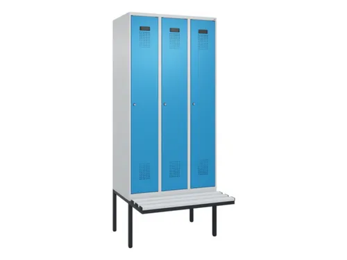 locker met bank,HxBxD 2120x900x815mm,3vak,vak B 300mm,cilinderslot