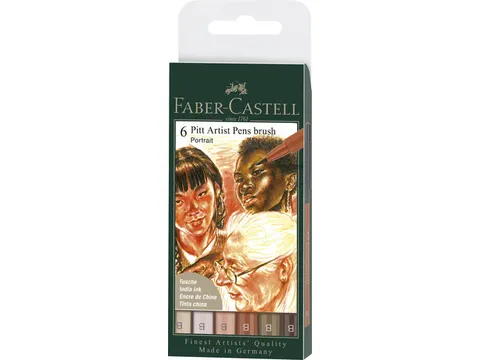 Tekenstift Faber-Castell Pen Brush "Portret" etui á 6 stuks