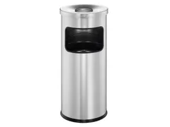 Metalen Afvalbak 17 Liter Met Asbak Metaal Zilver