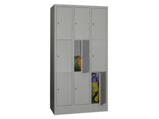 lockerkast,HxBxD 1850x900x500mm,3x3vakken,RAL7035,front RAL6011 - 1