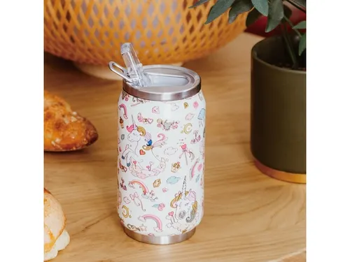 Thermosbeker Les Artistes Paris blik 280ml Unicorn Ivory met Rietje