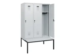 locker met bank,HxBxD 1950x1200x815mm,3vak,vak B 400mm,draaigrendel