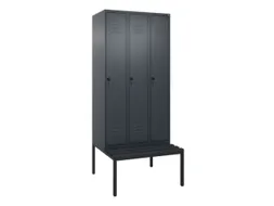 locker met bank,HxBxD 2120x900x815mm,3vak,vak B 300mm,draaigrendel