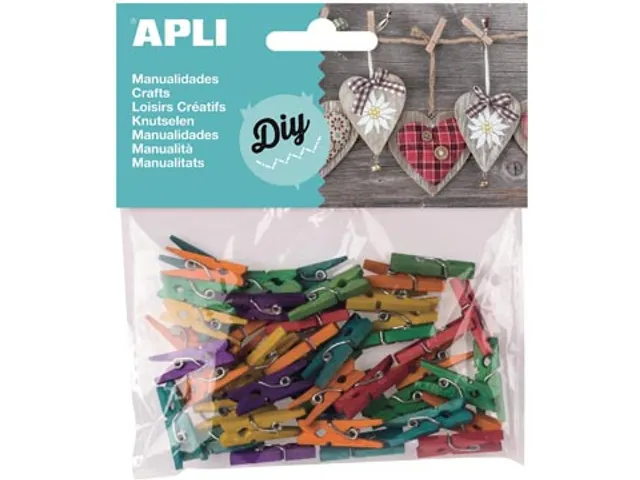 Mini pince à linge en bois multicolore 45 pièces