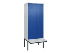 PBM-locker met bank,HxBxD 2120x800x815mm,2vak,vak B 400mm,cil.-slot