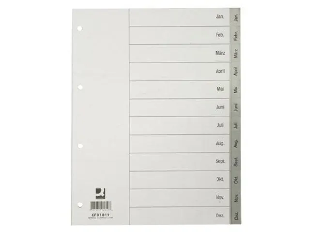 Tabbladen Jan-Dec Met Indexblad A4 Grijs
