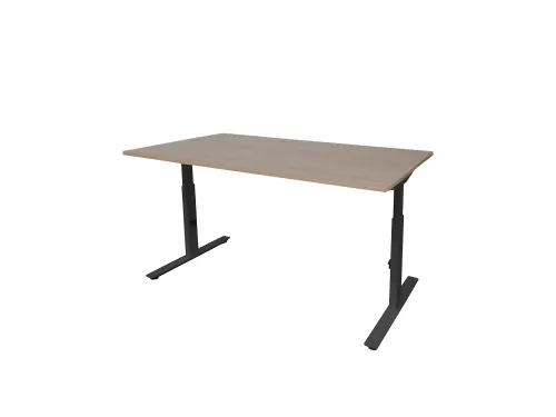 Bureau Linesto Plus Hoogte instelbaar 180x90cm Havana T-poot Zwart