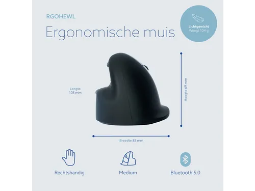 Ergonomische muis R-Go HE Break Medium Rechts draadloos Zwart