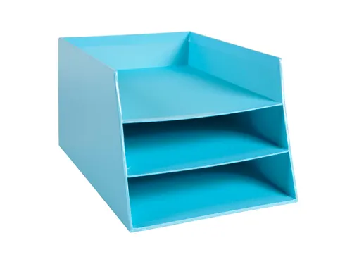Kartonnen postmand 3 niveaus pastelblauw