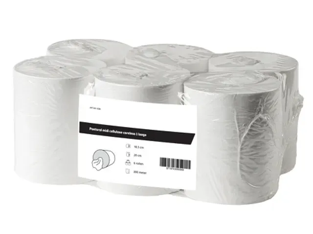 Poetsrol midi cellulose coreless 1-laags Pallet 48x6 Rol