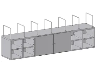 kastsysteem,v. paktafel,HxBxD 585x1760x330mm,7beugels,4legborden - 2