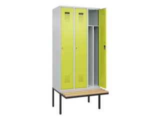 locker met bank,voor scheiding van kleding,HxBxD 2120x900x815mm,3vak - 1