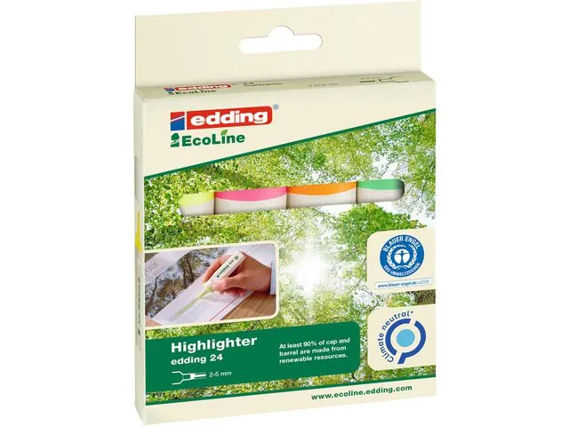 EcoLine 24 Markeerstift, Beitelvormige Punt, 2 - 5 mm, Assorti