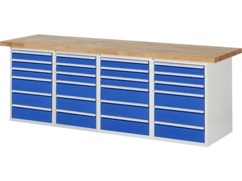 werkbank,HxBxD 890x2500x700mm,beukblad,draagverm. 750kg,4containers