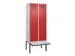 locker met bank,voor scheiding van kleding,HxBxD 2120x800x815mm,2vak