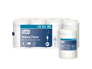 Poetspapier Tork Wiping mini rol M1 1 laags centerfeed wit 100130 - 1