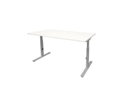 Bureau Linesto Plus Hoogte instelbaar 180x80cm Krijtwit, Alu T-poot