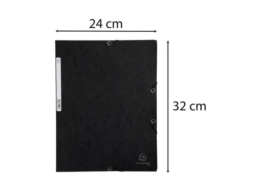 Elastomap 3 kleppen glanskarton 355gm² A4 Zwart