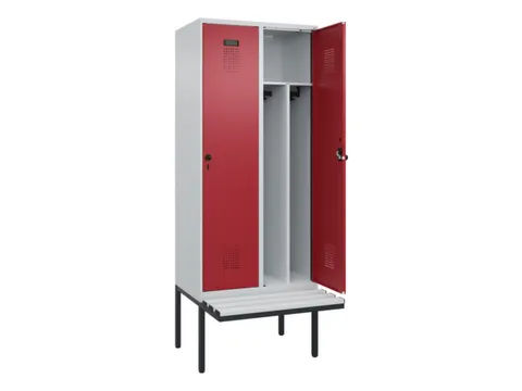 locker met bank,voor scheiding van kleding,HxBxD 2120x800x815mm,2vak