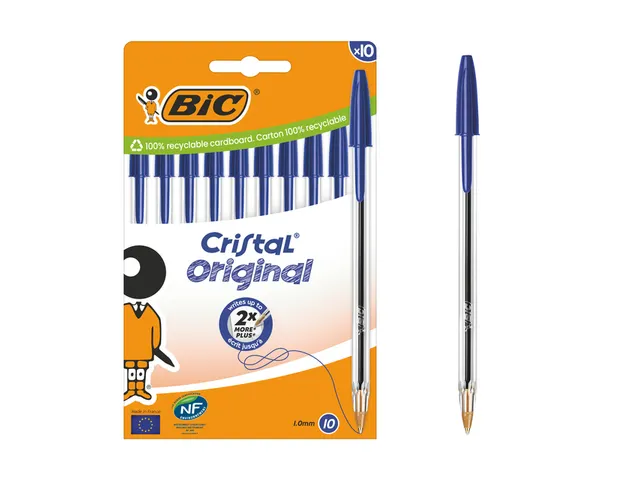 Balpen Bic Cristal M blister 10 stuks blauw