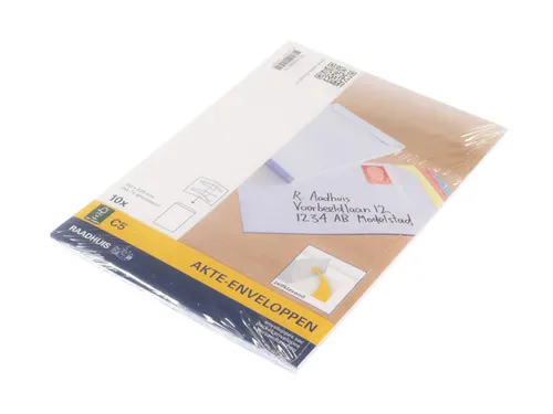Akte envelop Raadhuis 162x229mm C5 wit plakstrip krimp a 10 stuks .