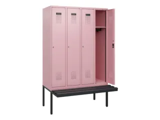 locker met bank,HxBxD 1950x1200x815mm,4vak,vak B 300mm,cilinderslot - 1