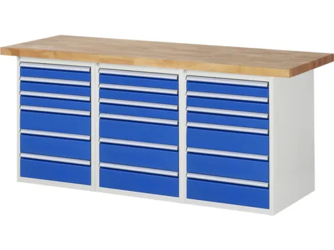 werkbank,HxBxD 890x2000x700mm,beukblad,draagverm. 750kg,3containers