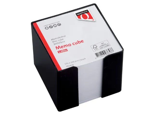 Memokubus Quantore 100x100x100mm zwart met 900vel