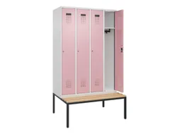 locker met bank,HxBxD 2120x1200x815mm,4vak,vak B 300mm,cilinderslot
