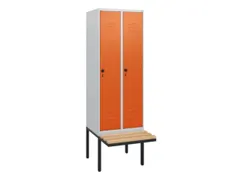 locker met bank,HxBxD 1950x600x815mm,2vak,vak B 300mm,draaigrendel