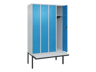 locker met bank,HxBxD 2120x1200x815mm,4vak,vak B 300mm,cil.-slot - 2