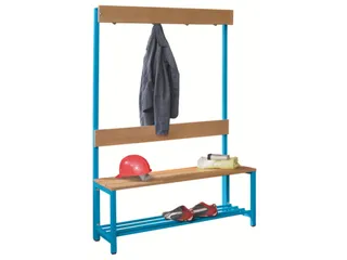 Omkleedbank LxB 1000x400mm Houten Latten Schoenenrek Haken Ral 5012 - 2