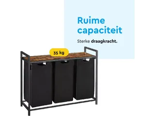 Wasmand 3 vakken Zwart LB300 - 7