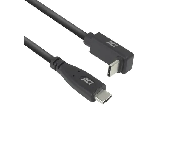 Kabel ACT USB-C standaard naar USB-C hoek boven/beneden 10Gbps 1m