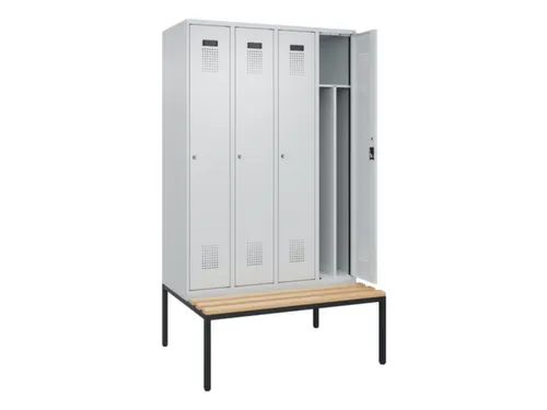 locker met bank,voor scheiding van kleding,HxBxD 2120x1200x815mm,4vak