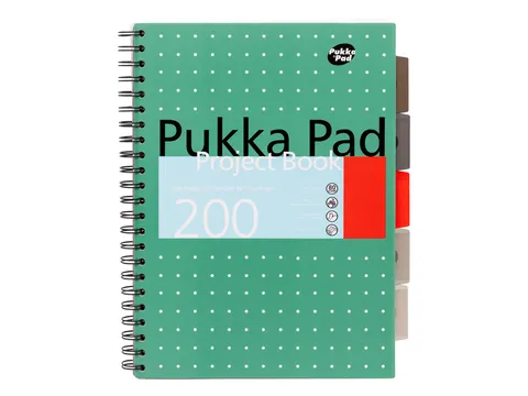 Projectboek Pukka Metallic A4 lijn 5-tabs 200 pagina's 80gr groen
