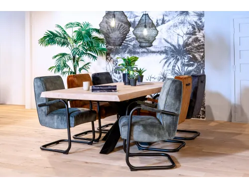 Luxe Vergaderstoel Dunton Antraciet Velours Zwart Sledeframe