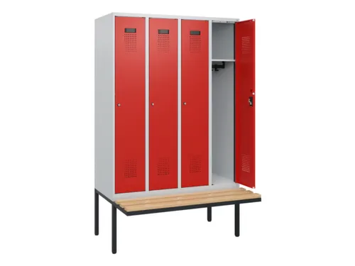 locker met bank,HxBxD 1950x1200x815mm,4vak,vak B 300mm,cilinderslot