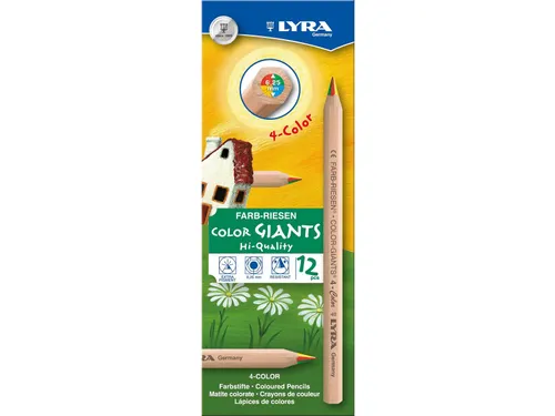Kleurpotlood LYRA Color Giants Nature vierkleurig set à 12 stuks