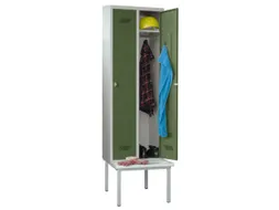 locker met bank,HxBxD 2150x800x500mm,2vak,RAL7035,front RAL6011