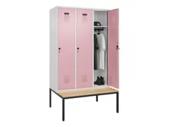locker met bank,HxBxD 2120x1200x815mm,3vak,vak B 400mm,draaigrendel