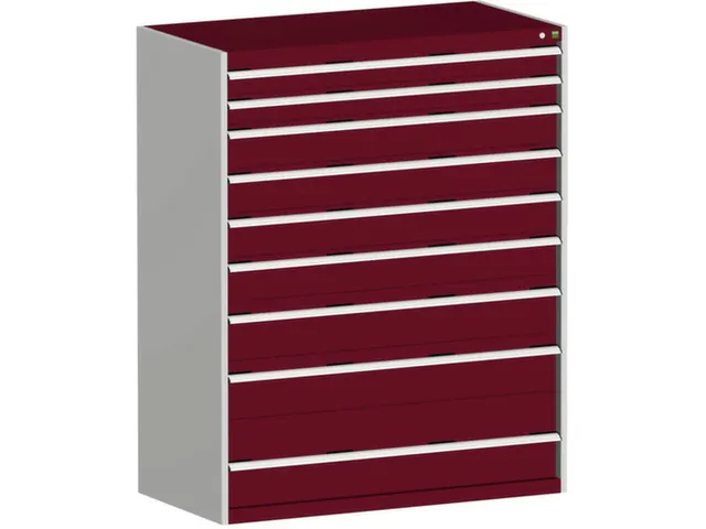 ladekast HxBxD 1600x1300x750mm 9laden RAL7035 front RAL3004