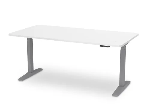 Elektrisch ihv bureau,HxBxD 650-1300x1800x800mm,blad wit,T-voet grijs