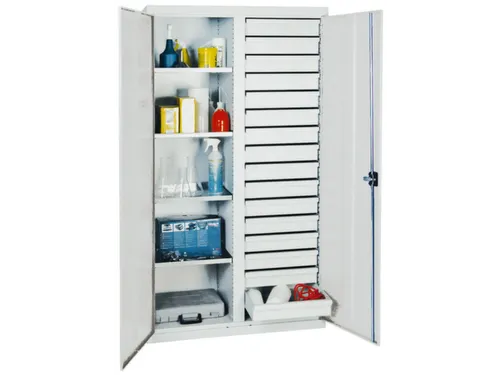 Draaideurkast Hxbxd 1800x1000x500mm 16laden 4legborden Lichtgrijs