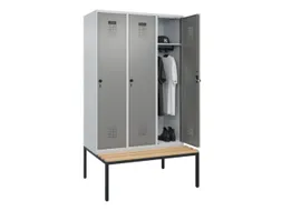 locker met bank,HxBxD 2120x1200x815mm,3vak,vak B 400mm,draaigrendel