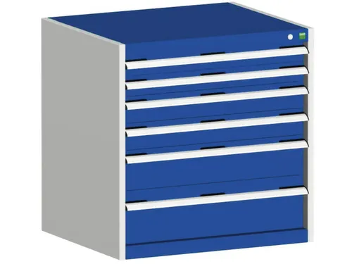 ladekast HxBxD 800x800x750mm 6laden romp RAL7035 front RAL5010